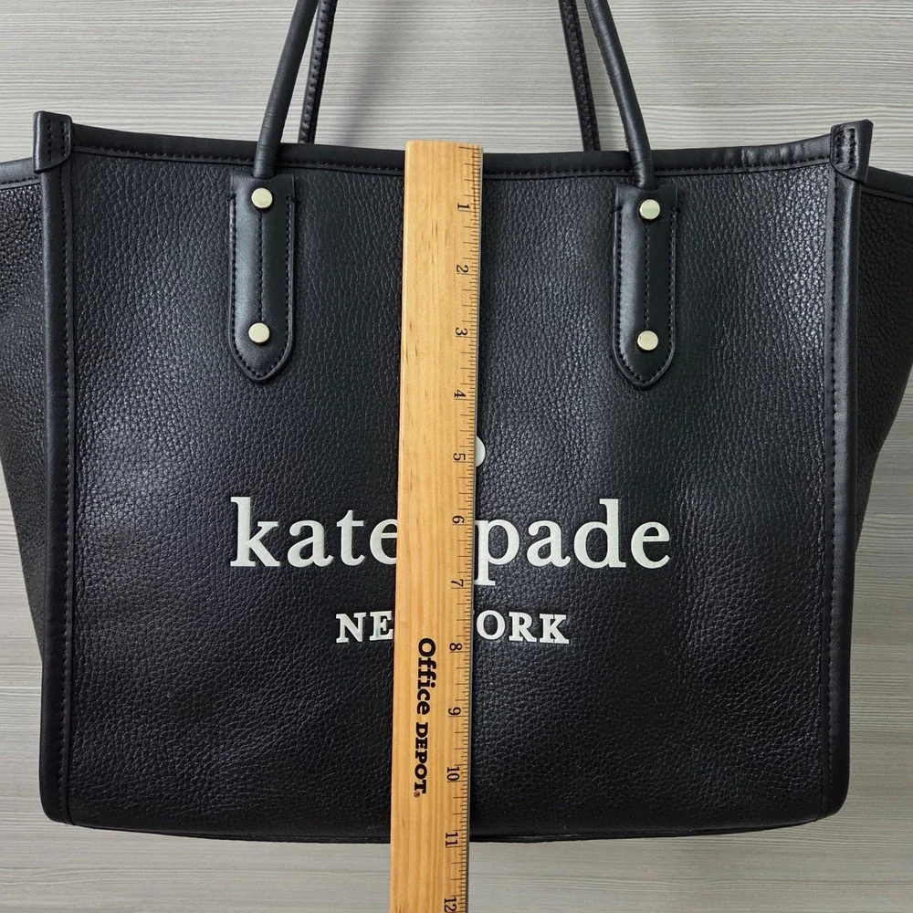 Kate Spade New York Ella Black Pebbled Leather Double Handles Zipper Tote Bag